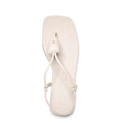 Sandália Rasteira Off White Bico Quadrado Flat