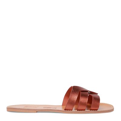 Rasteira Bronze Tiras Cruzadas Flat