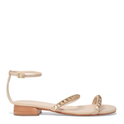 Sandália Rasteira Couro Off White Spikes