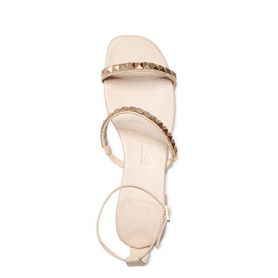 Sandália Rasteira Couro Off White Spikes
