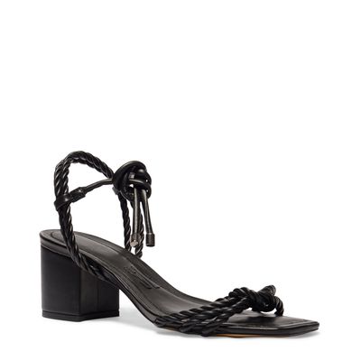 Sandália Preta Trançada Salto Bloco