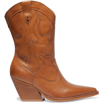 Bota Texana Western Cowboy Cano e Salto Médio Marrom
