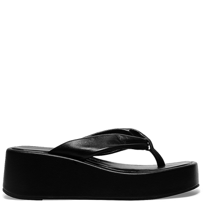 Sandália Papete Thong Plataforma Flatform Preta