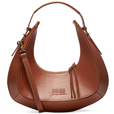 Bolsa Hobo Marrom Couro Alça Ajustável - Linha Genuine Leather