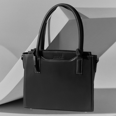 Bolsa Tote Bege Couro Alça Transversal - Linha Genuine Leather