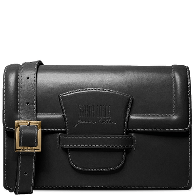 Bolsa Transversal Preta Couro Pequena - Linha Genuine Leather