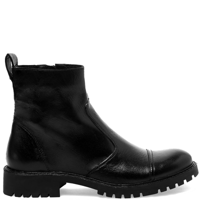 Bota Coturno Couro Pelica Premium Cano Baixo Tratorada Preta