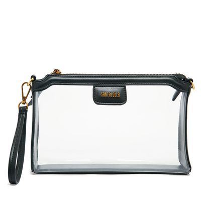 Bolsa Clutch Preta Média Transparente