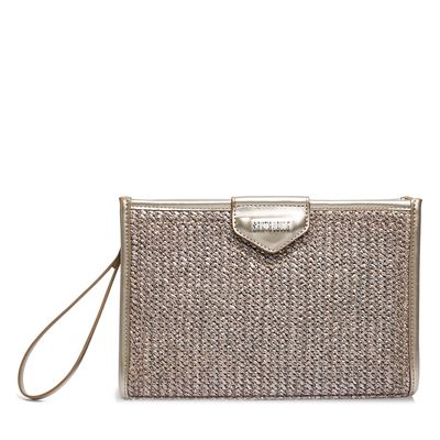 Bolsa Clutch Cinza Alça Fina Tramada