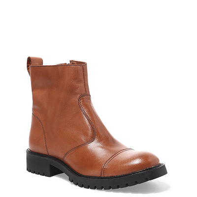 Bota Coturno Couro Pelica Premium Cano Baixo Tratorada Caramelo