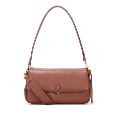 Bolsa Baguete Soft Média Marrom Alça Dupla