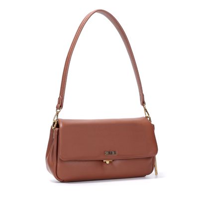 Bolsa Baguete Soft Média Marrom Alça Dupla