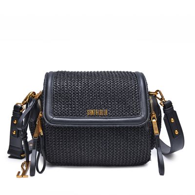 Bolsa Transversal Preta Média Tramada