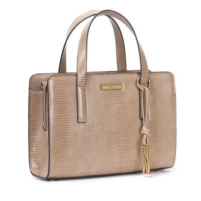 Bolsa Tote Lizard Bege Quadrada Transversal