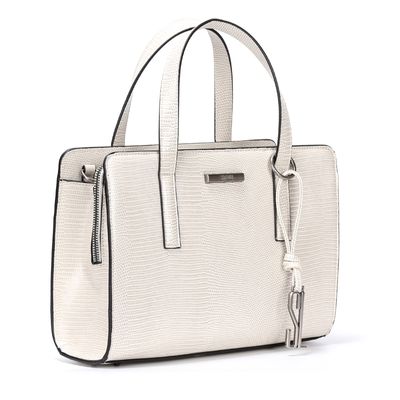 Bolsa Tote Lizard Off White Quadrada Transversal