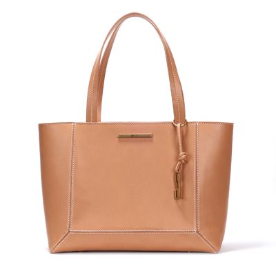 Bolsa Shopper Marrom Grande Pesponto
