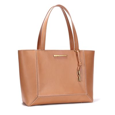 Bolsa Shopper Marrom Grande Pesponto