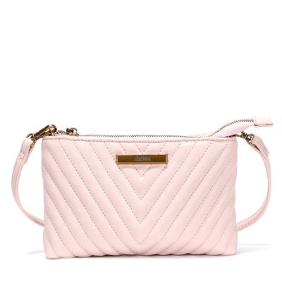 Bolsa Transversal Rosa Matelassê Pequena Alça Fina