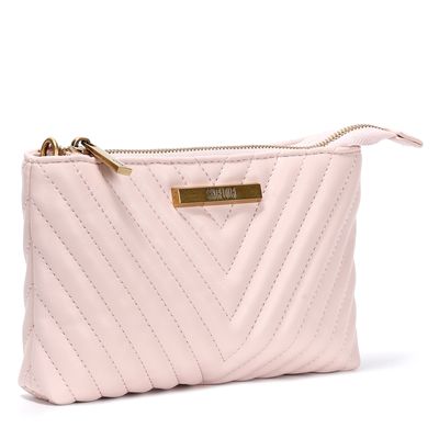 Bolsa Transversal Rosa Matelassê Pequena Alça Fina