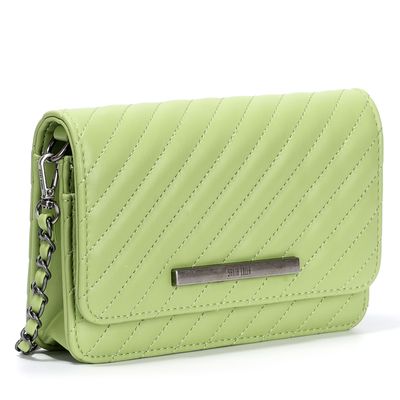 Bolsa Transversal Verde Matelassê Pequena Alça Corrente