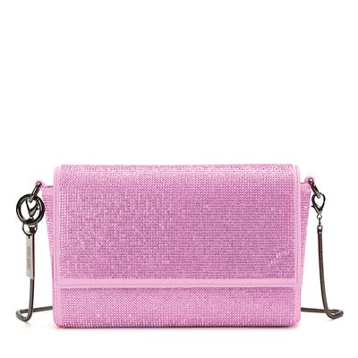 Bolsa Transversal Rosa Strass Pequena Alça Removível