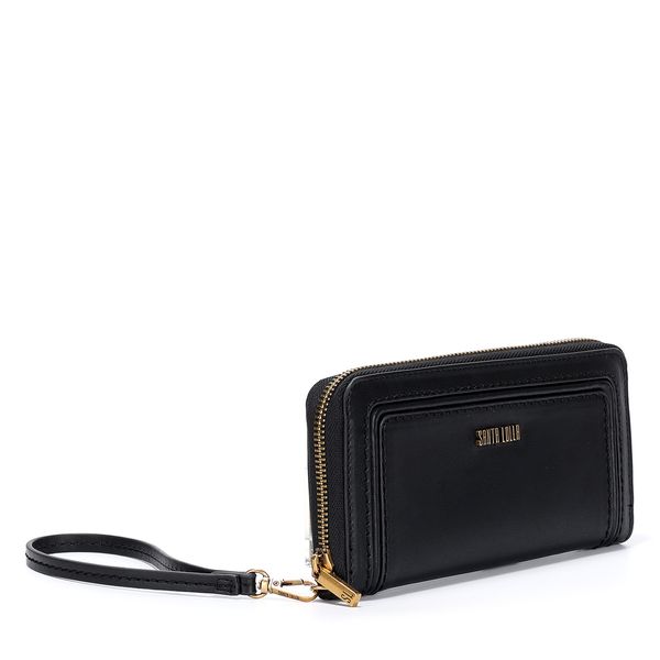 Carteira Preta Alça de Mão Média