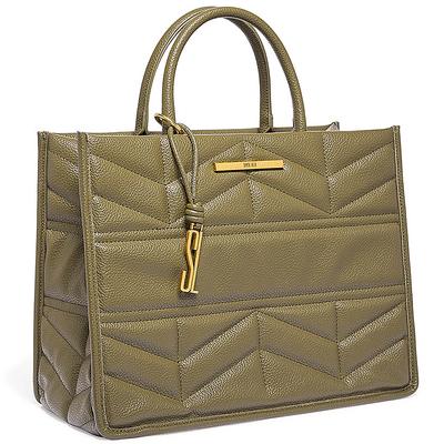 Bolsa Tote Verde Militar Estruturada Matelassê Alça De Mão