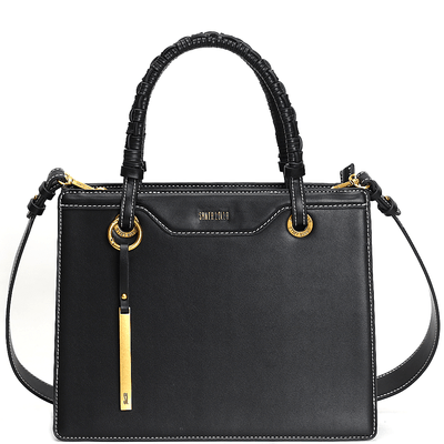 Bolsa Tote Preta Quadrada Pesponto