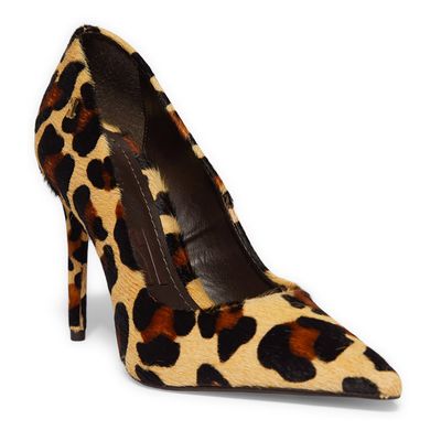 Scarpin Couro Estampa Animal Print Onça Salto Alto Fino