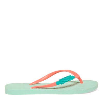 Chinelo Flip Flop Borracha Azul Tira Rosa