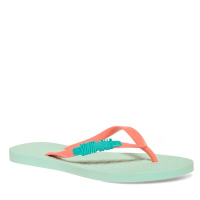 Chinelo Flip Flop Borracha Azul Tira Rosa