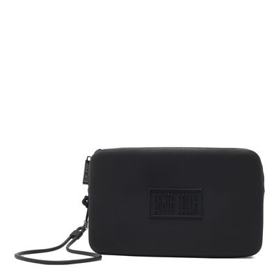 Bolsa Clutch Preta Borracha Alça Fina