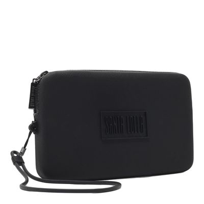 Bolsa Clutch Preta Borracha Alça Fina