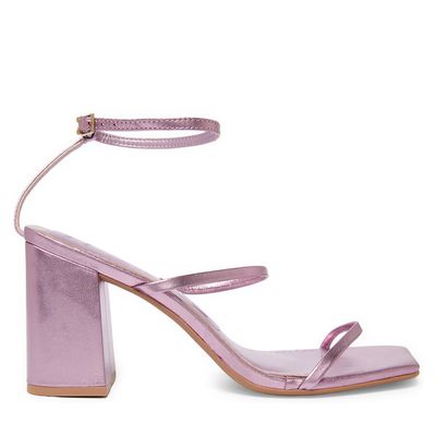 Sandália couro metalizado pink