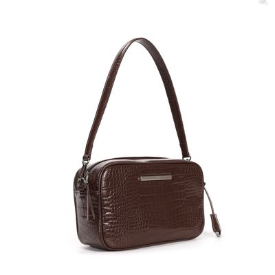 Bolsa Marrom Café Croco Tiracolo Transversal