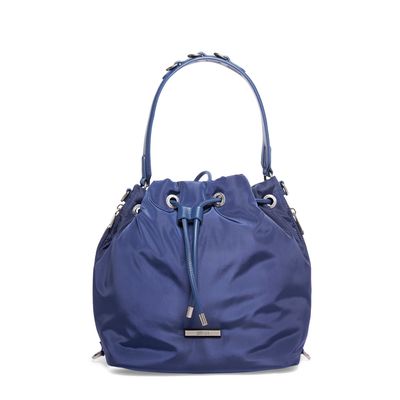 Bolsa Bucket Azul Marinho Nylon Alça Fina