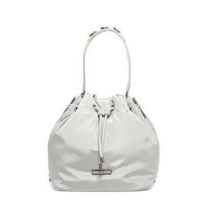 Bolsa Bucket Cinza Nylon Alça Fina