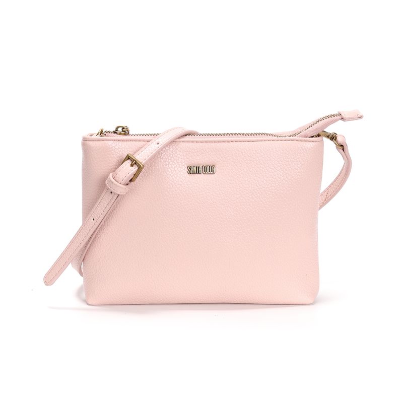 Bolsas da moda em fundo rosa pálido. camada plana, vista superior