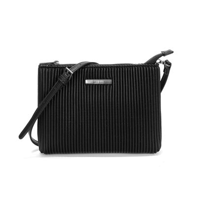 Bolsa Transversal Preta Pequena Canelado