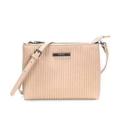 Bolsa Transversal Bege Pequena Canelado