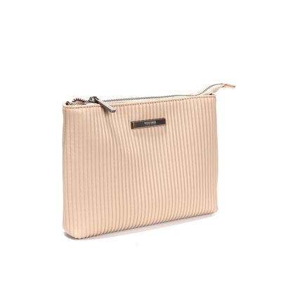 Bolsa Transversal Bege Pequena Canelado
