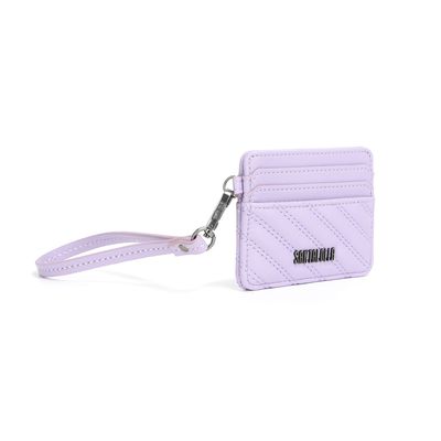 Porta Cartão Matelassê Roxo Divisórias Alça de Mão