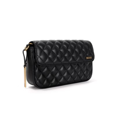 Bolsa Matelassê Soft Preta Alça Transversal Corrente