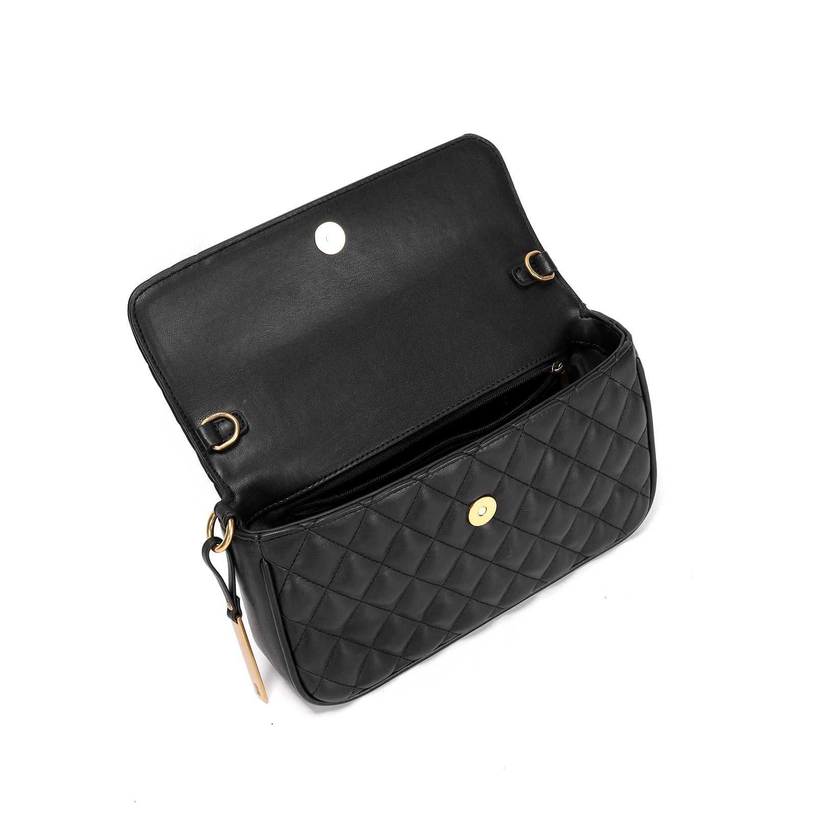 Bolsa Matelassê Soft Preta Alça Transversal Corrente - Santa Lolla