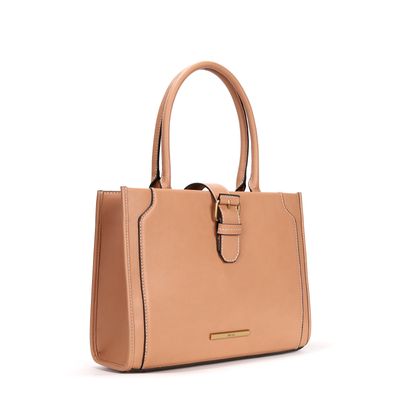 Bolsa Tote Marrom Claro Grande Fivela