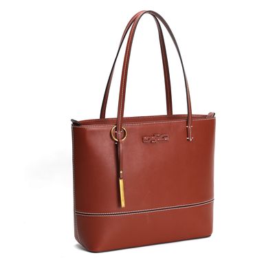 Bolsa Shopper Marrom Grande Pesponto