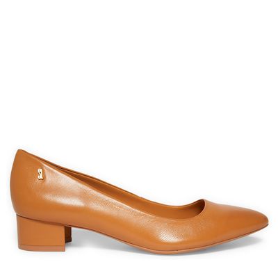 Scarpin couro pelica soft cognac