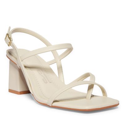 Sandália Floater Lux Off White Salto Grosso Médio