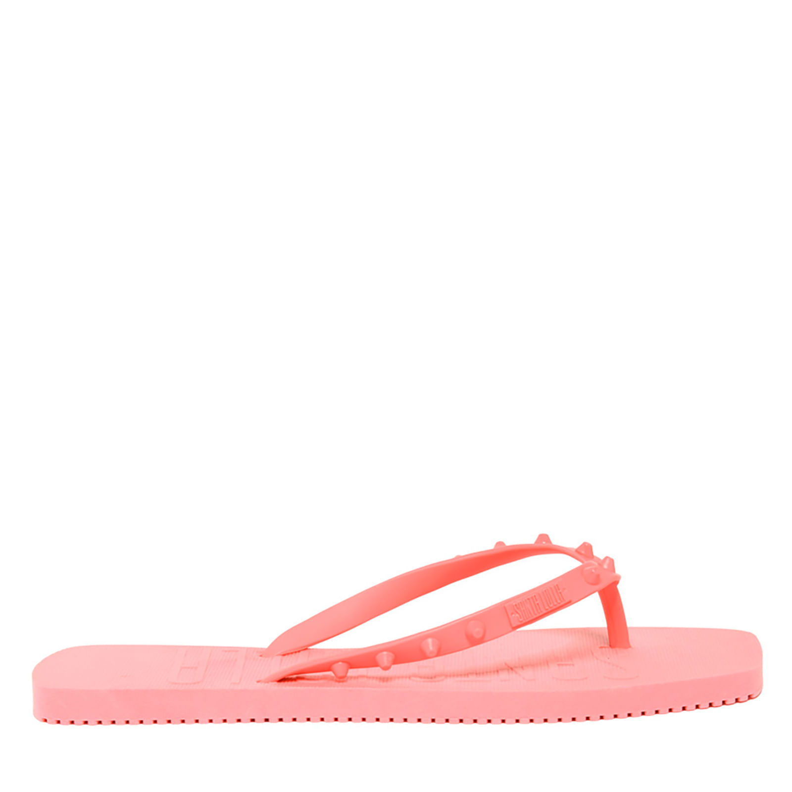 Chinelo Flip Flop Borracha Laranja Bico Quadrado Spikes