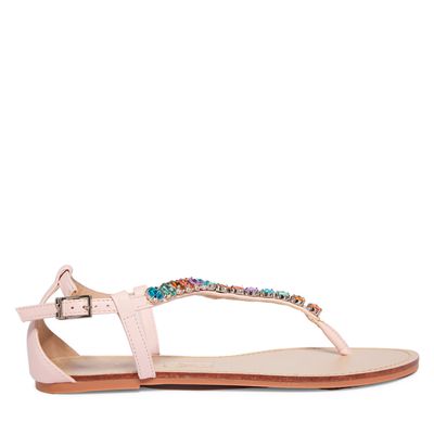 Rasteira napa santorine nude